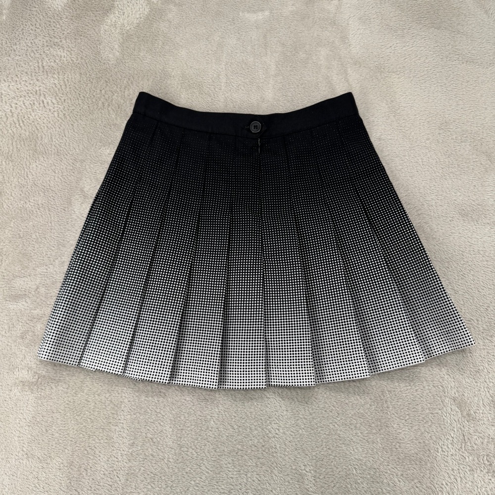 American Apparel Womens Medium Pleated Tennis Skirt Black White Ombre Preowned